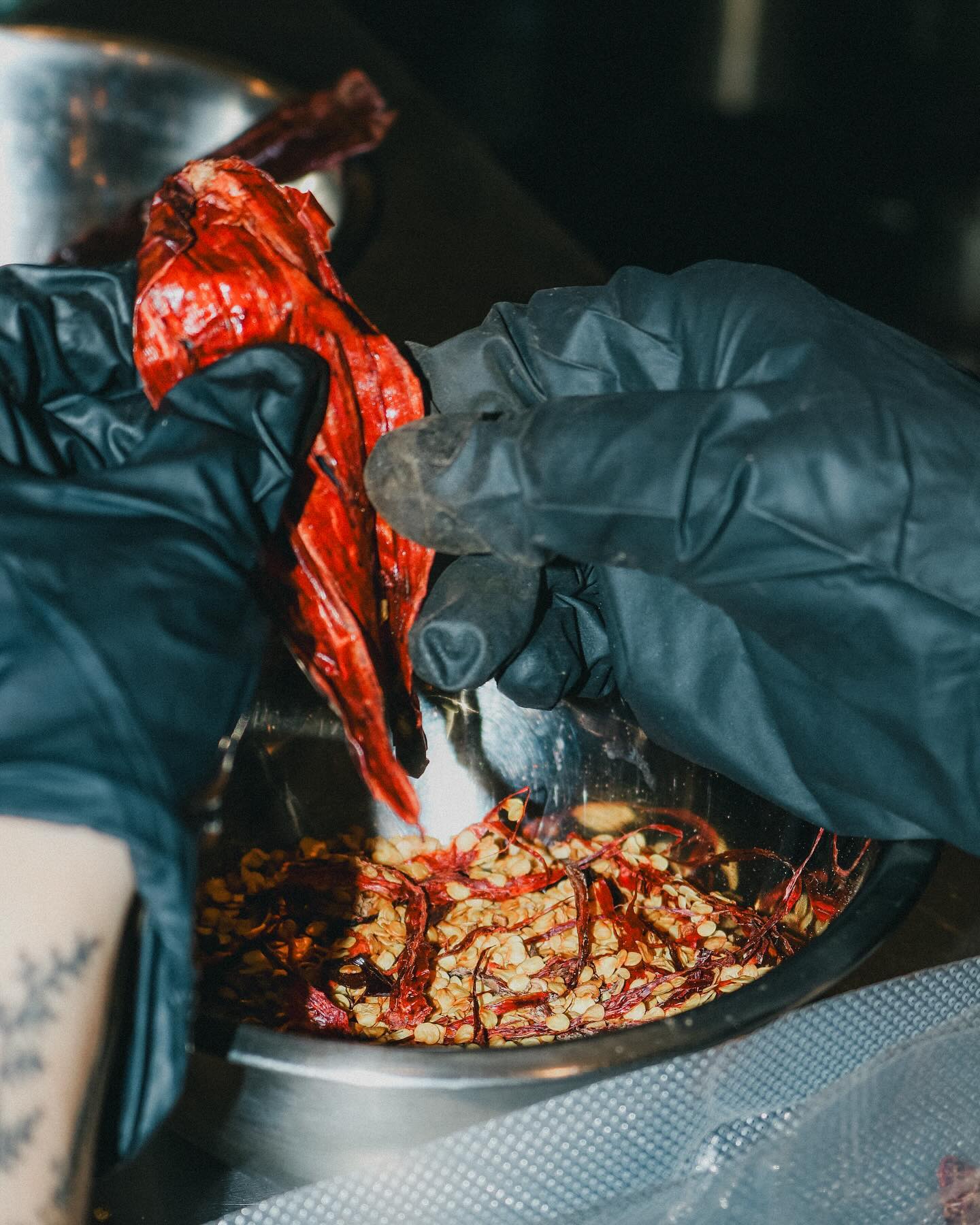 Toasting dried chiles